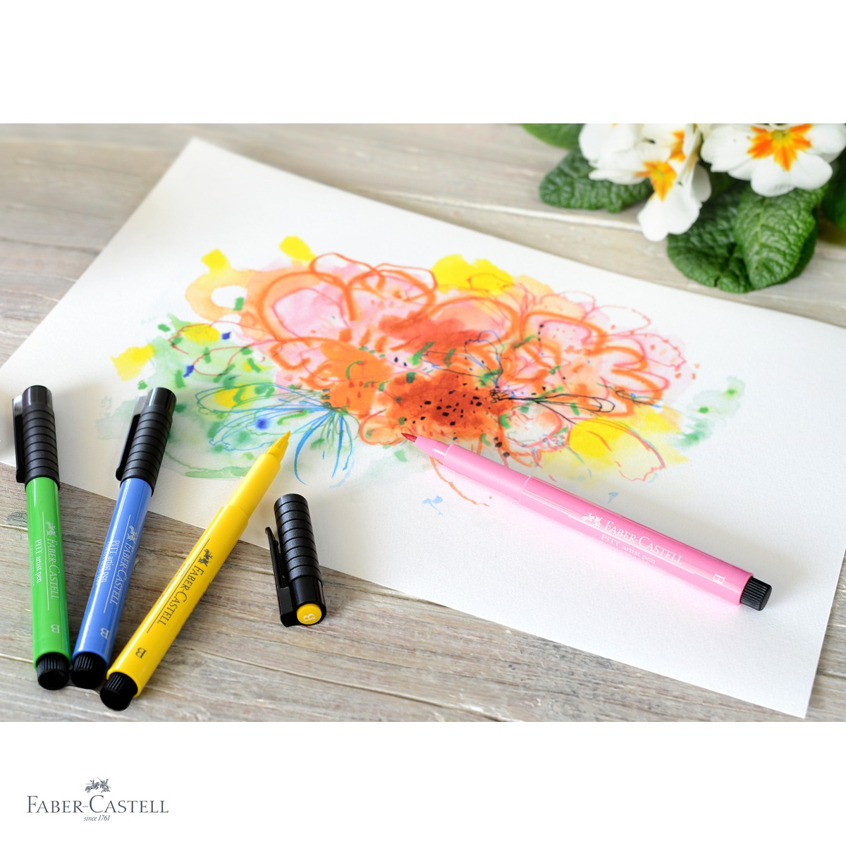 Set 12 markere tip pensula Faber-Castell Pitt Artist Pen, nuante basic, pentru desen si ilustratie [4]