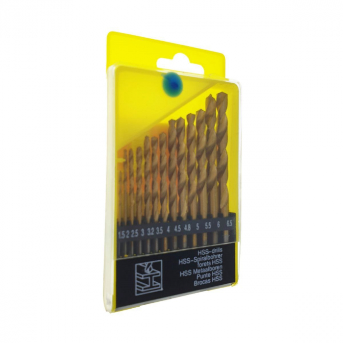 Set 13 burghie HSS Titan,DIN 338,pentru metal,de la 1.5 la 6.5mm,FAE-30767 [2]