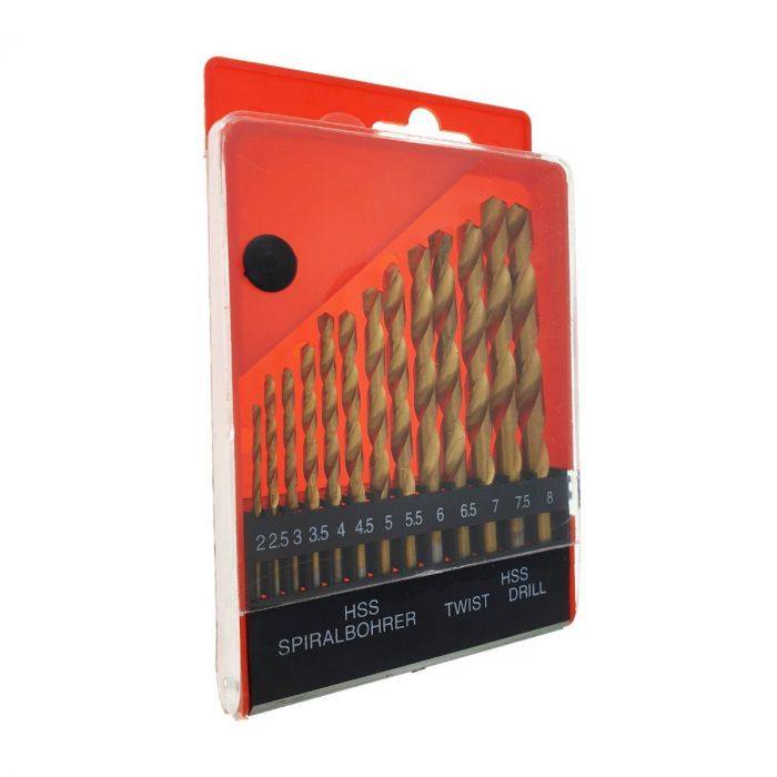 Set 13 burghie HSS Titan,DIN 338,pentru metal,de la 2 la 8mm,FAE-30768 [3]