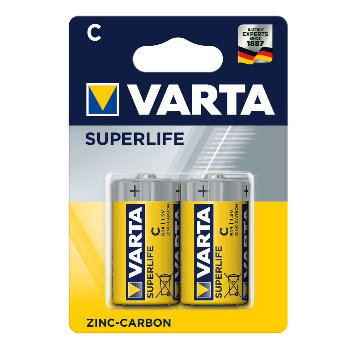 Set 2 baterii R14 Zinc Carbon, Varta Superlife C, 1.5V, in blister [4]