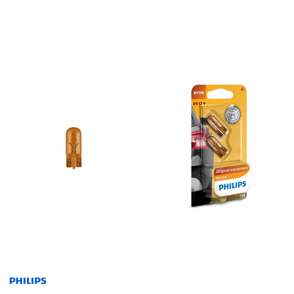 Set 2 becuri auto Philips, tip WY5W, 12V 5W, 30 lm, pentru semnalizator lateral [4]