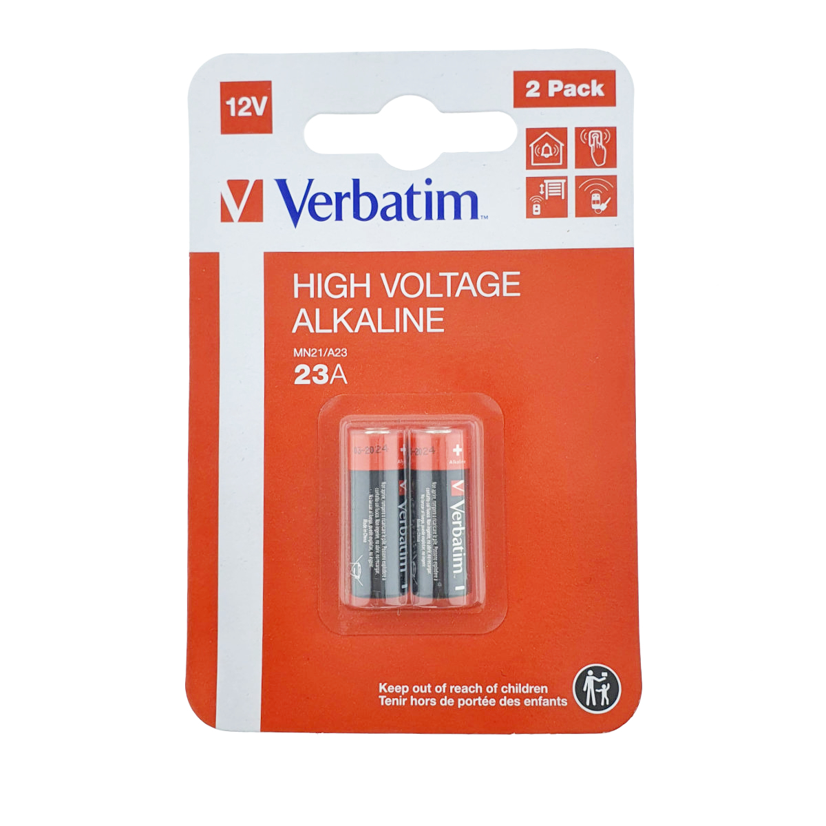Set 2 bucati baterii alcaline A23 MN21, Verbatim 49940, 12V, in blister [1]