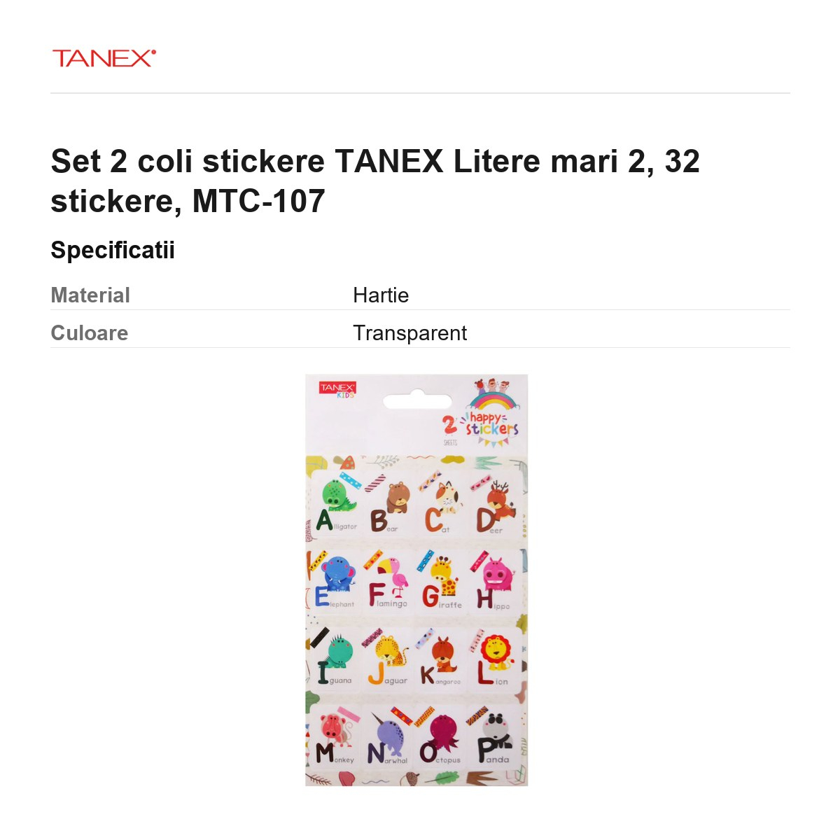 Set 2 coli stickere TANEX Litere mari 2, 32 stickere, MTC-107 [3]
