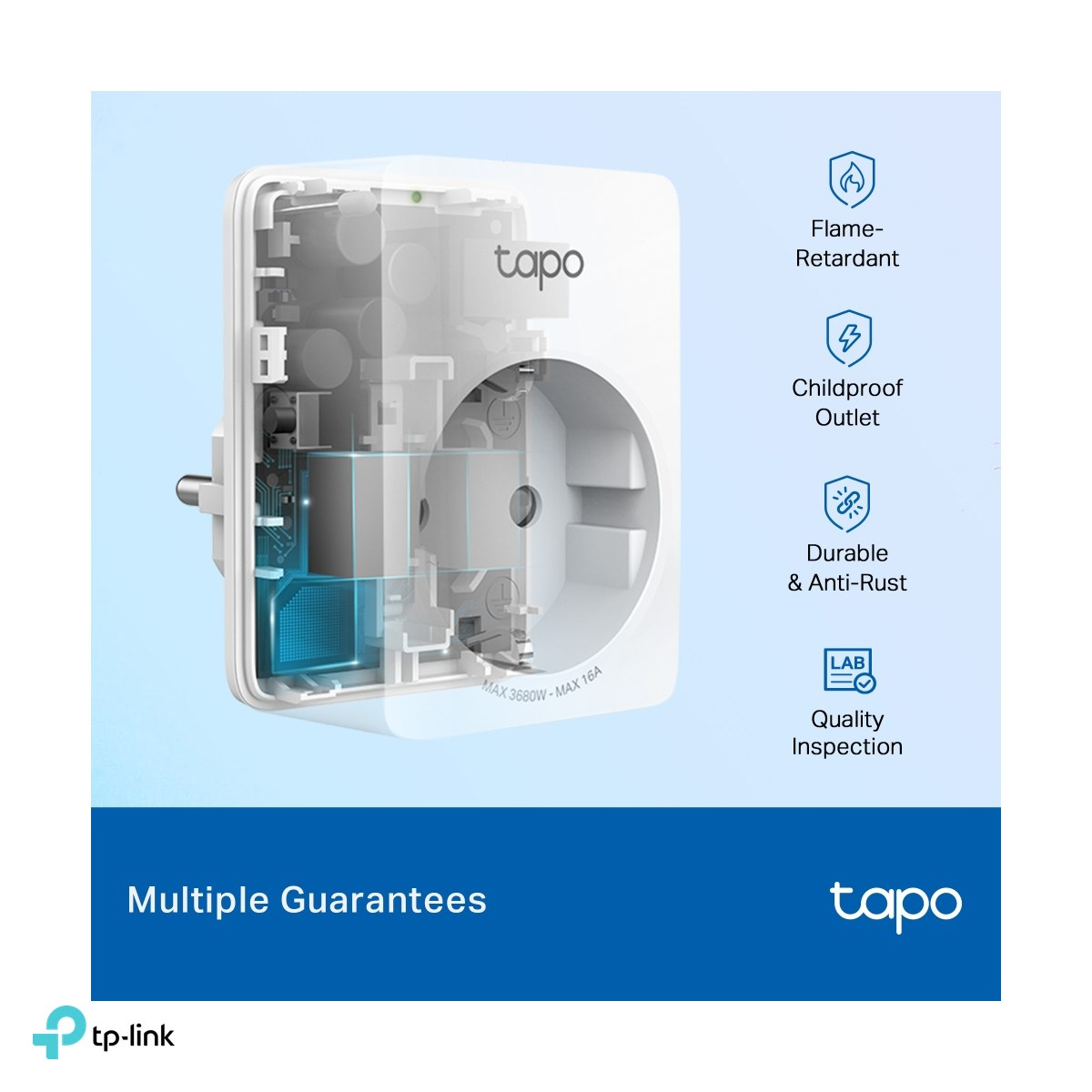 Set 2 mini prize smart Wi-Fi TP-Link Tapo P110, monitorizarea consumului, 16 A, 3680 W, priza Schuko, Wi-Fi 2.4 GHz, alb [6]