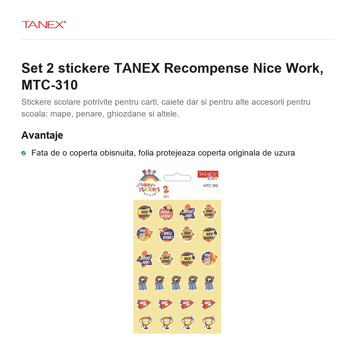 Set 2 stickere TANEX Recompense Nice Work, MTC-310 [2]