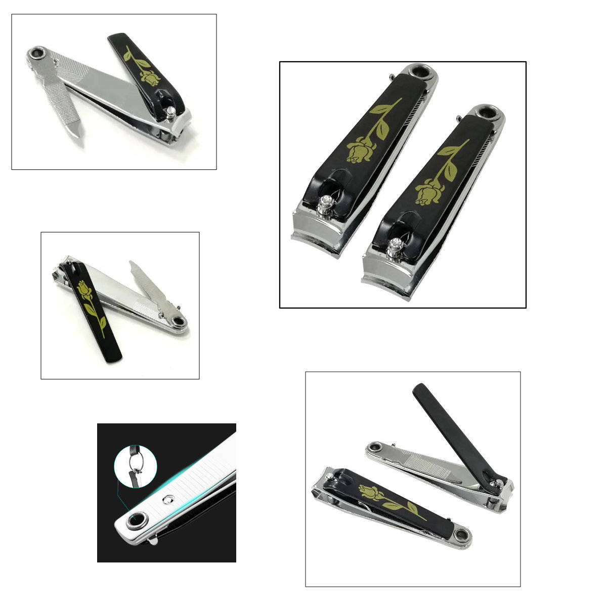 Set 2 unghiere de dimensiuni diferite, cu pila, J3-V5 00033, argintiu cu negru [5]