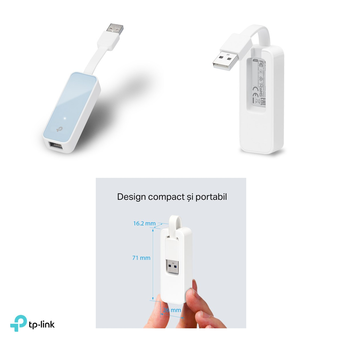 Set 2 x adaptor USB 2.0 la Ethernet TP-Link UE200, port RJ45 10/100 Mbps, chipset RTL8152B, plug and play, format compact, UE200 [4]