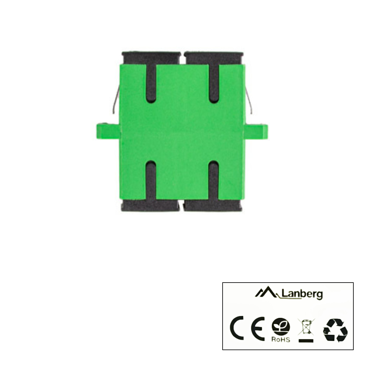 Set 20 adaptoare retea fibra optica cu conectori SC/APC, Lanberg 43365, SM DUPLEX, capace negre, verzi [4]