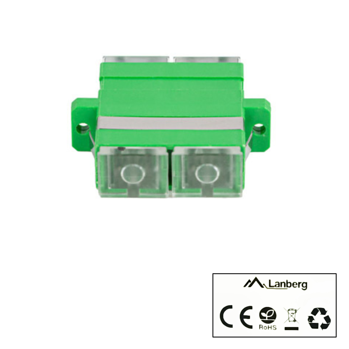Set 20 adaptoare retea fibra optica cu conectori SC/APC, Lanberg 43365, SM DUPLEX, capace transparente, verzi [4]