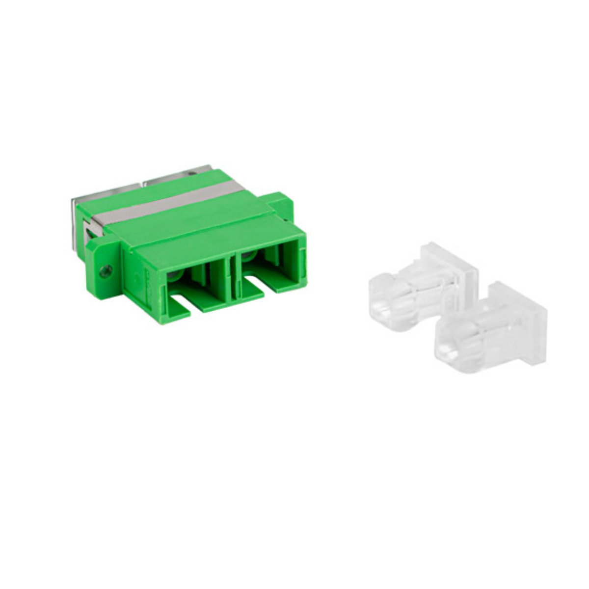 Set 20 adaptoare retea fibra optica cu conectori SC/APC, Lanberg 43365, SM DUPLEX, capace transparente, verzi [2]