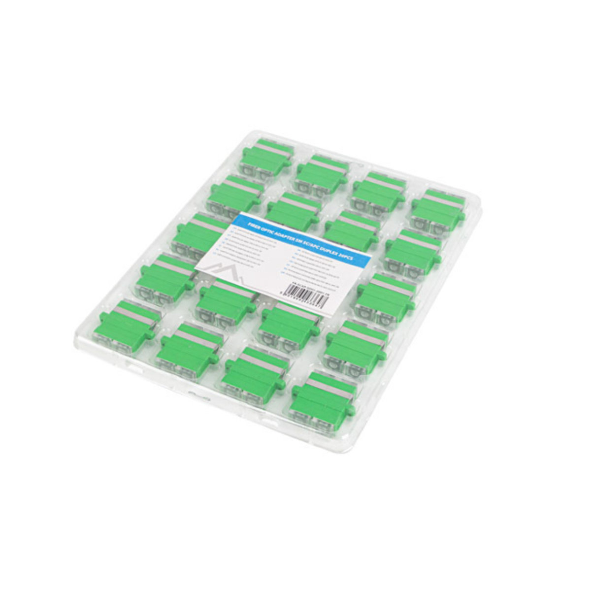 Set 20 adaptoare retea fibra optica cu conectori SC/APC, Lanberg 43365, SM DUPLEX, capace transparente, verzi [1]