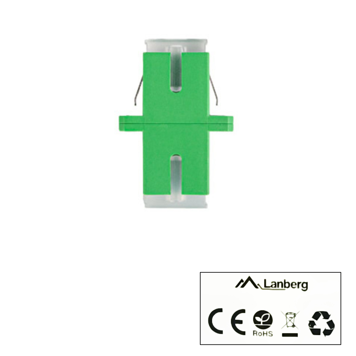 Set 25 adaptoare retea fibra optica cu conectori SC/APC, Lanberg 43362, SM SIMPLEX, cu capace transparente, verzi [5]