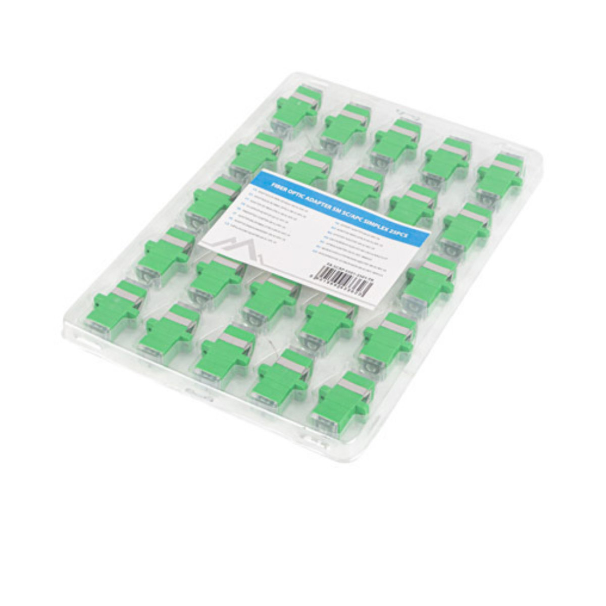Set 25 adaptoare retea fibra optica cu conectori SC/APC, Lanberg 43362, SM SIMPLEX, cu capace transparente, verzi [1]