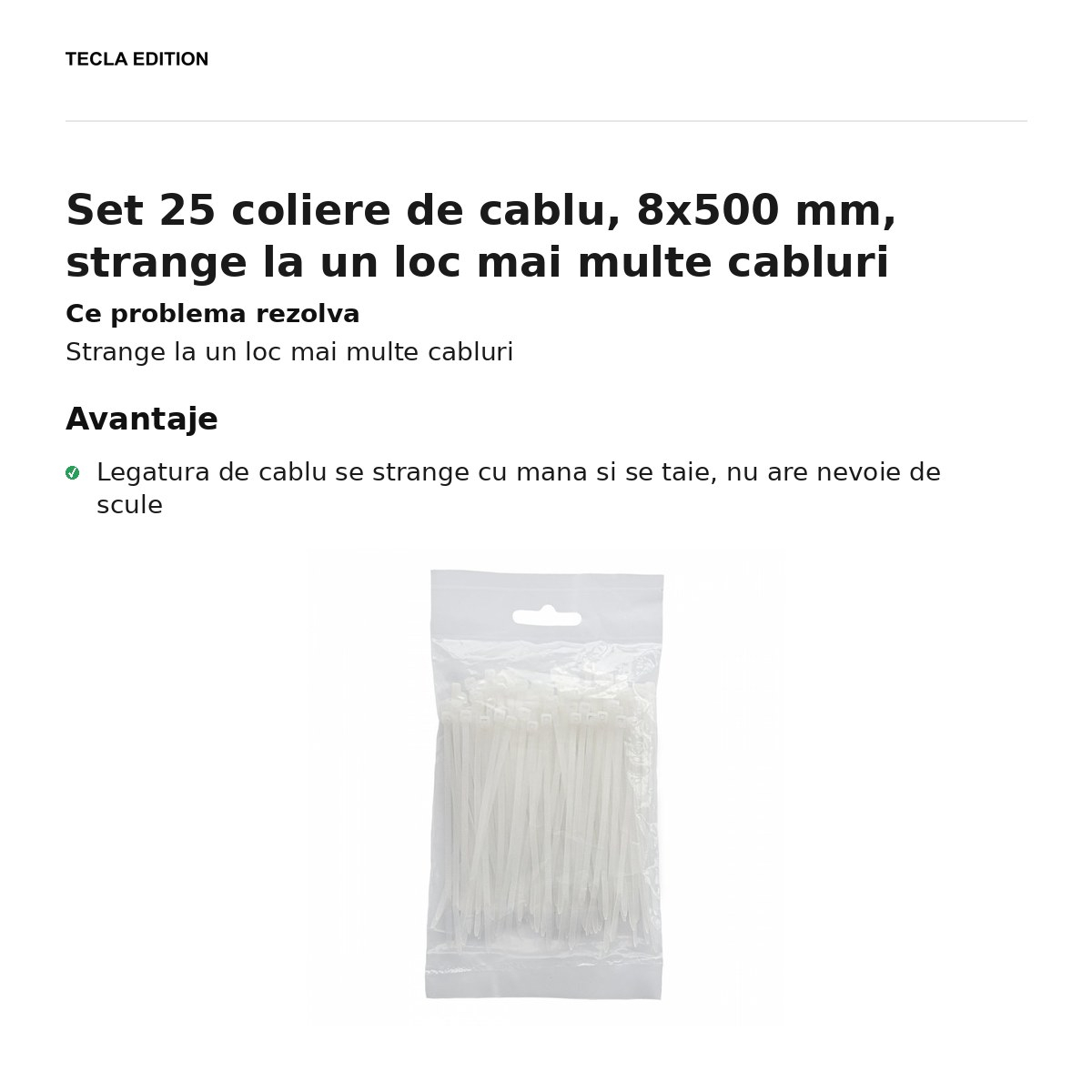 Set 25 coliere de cablu, 8x500 mm, strange la un loc mai multe cabluri [2]