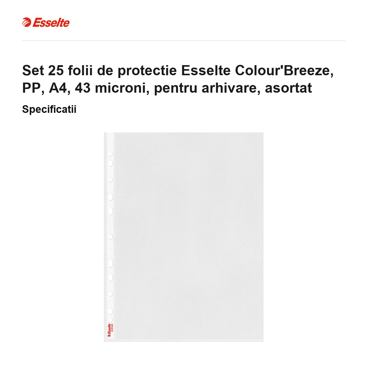 Set 25 folii de protectie Esselte Colour'Breeze, PP, A4, 43 microni, pentru arhivare, asortat [3]