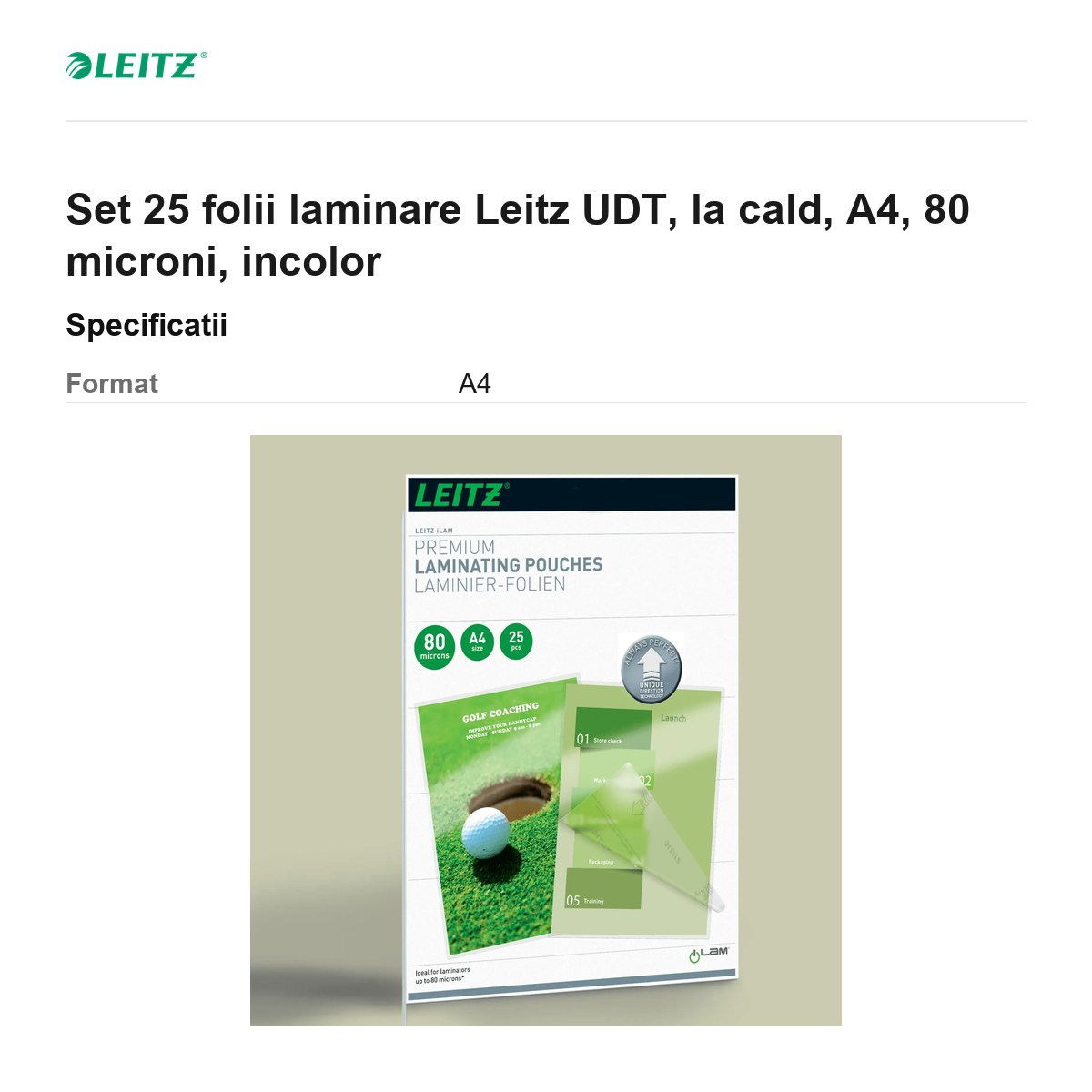 Set 25 folii laminare Leitz UDT, la cald, A4, 80 microni, incolor [3]