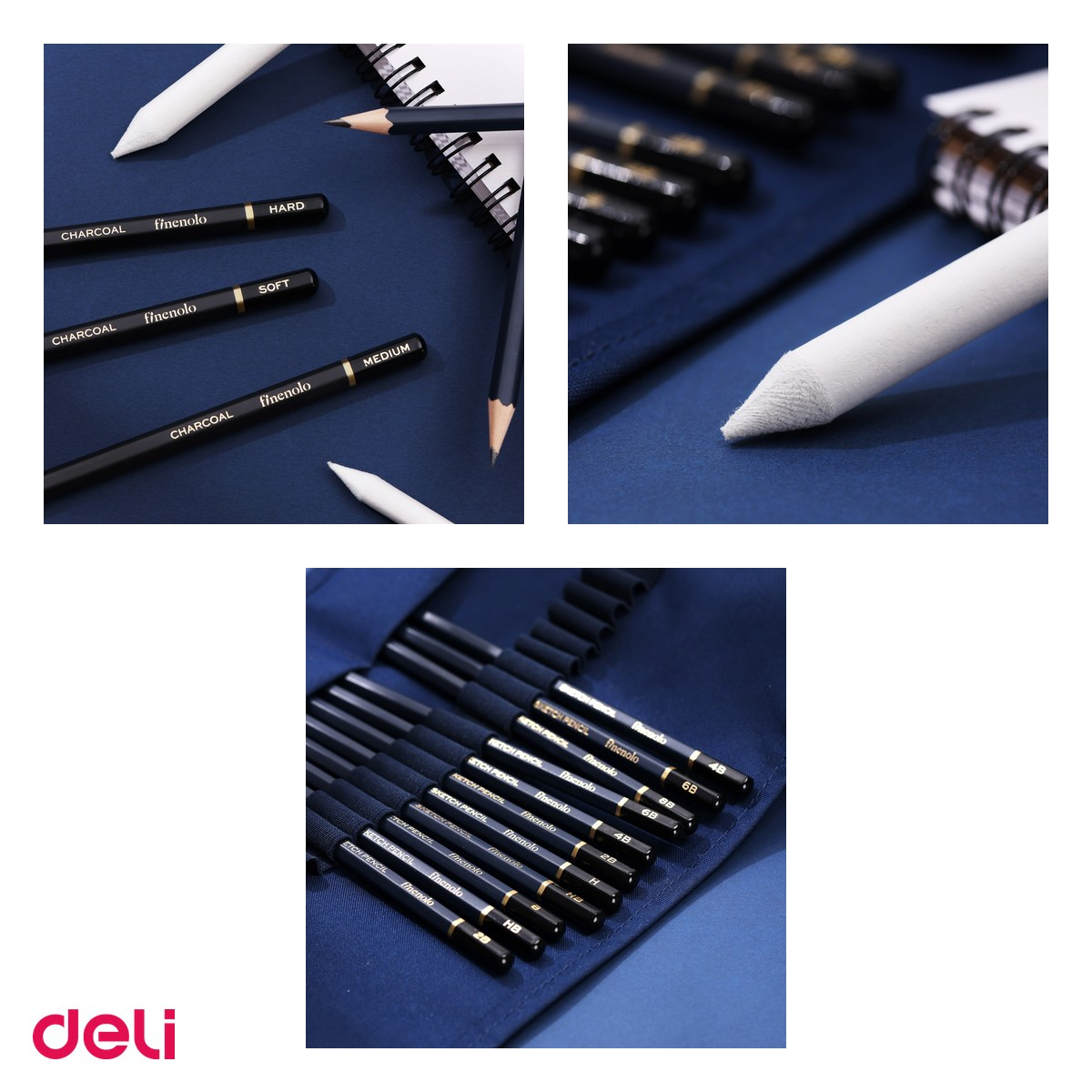Set 27 creioane rollup Deli Piese Sketching Finenolo, 27 bucati [4]