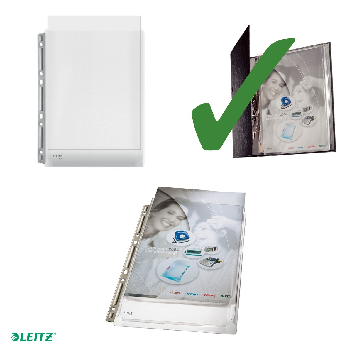 Set 3 folii extensibila Leitz Premium cu banda metalica de arhivare A4, 48% plastic pre-consumator, pentru transport, transparent [4]