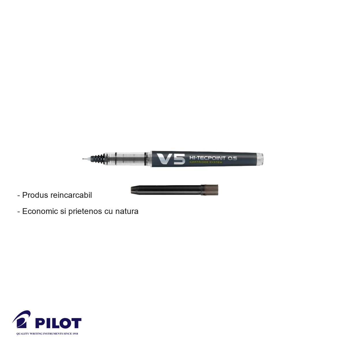 Set 3 rezerve roller Pilot Hi-Tecpoint V5/V7, cerneala lichida albastra, compatibile rollere reincarcabile [4]