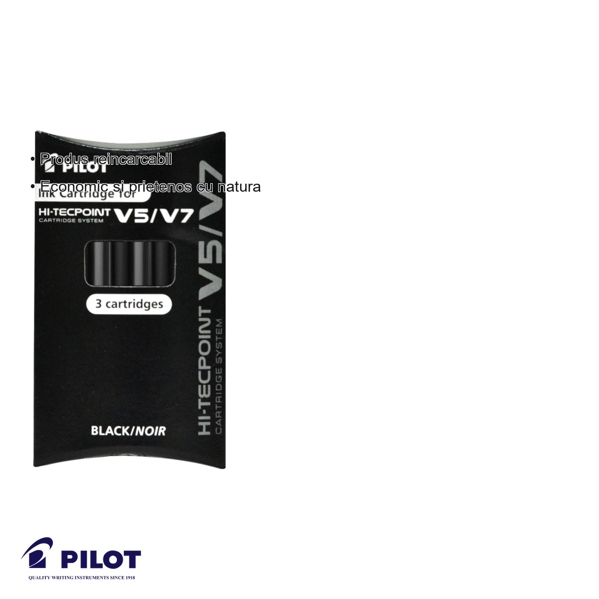 Set 3 rezerve roller Pilot Hi-Tecpoint V5/V7, cerneala lichida neagra, compatibile rollere reincarcabile [5]