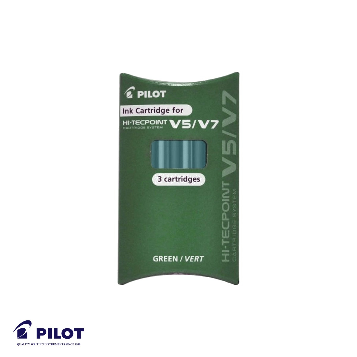 Set 3 rezerve roller Pilot Hi-Tecpoint V5/V7, cerneala lichida verde, reincarcabile [2]