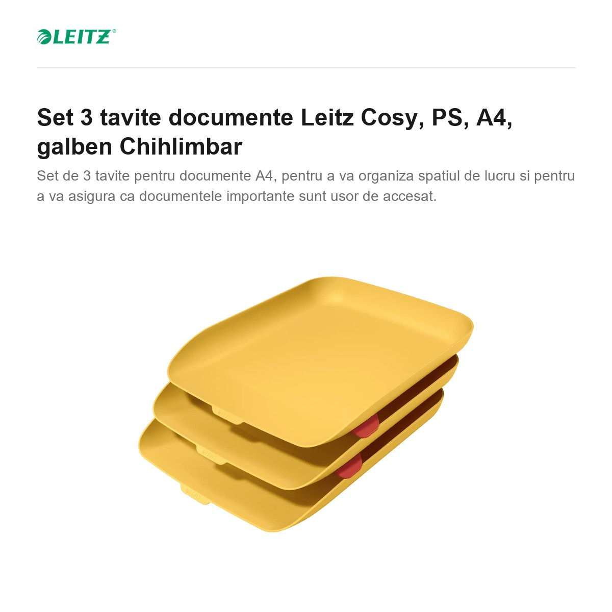 Set 3 tavite documente Leitz Cosy, PS, A4, galben Chihlimbar [2]