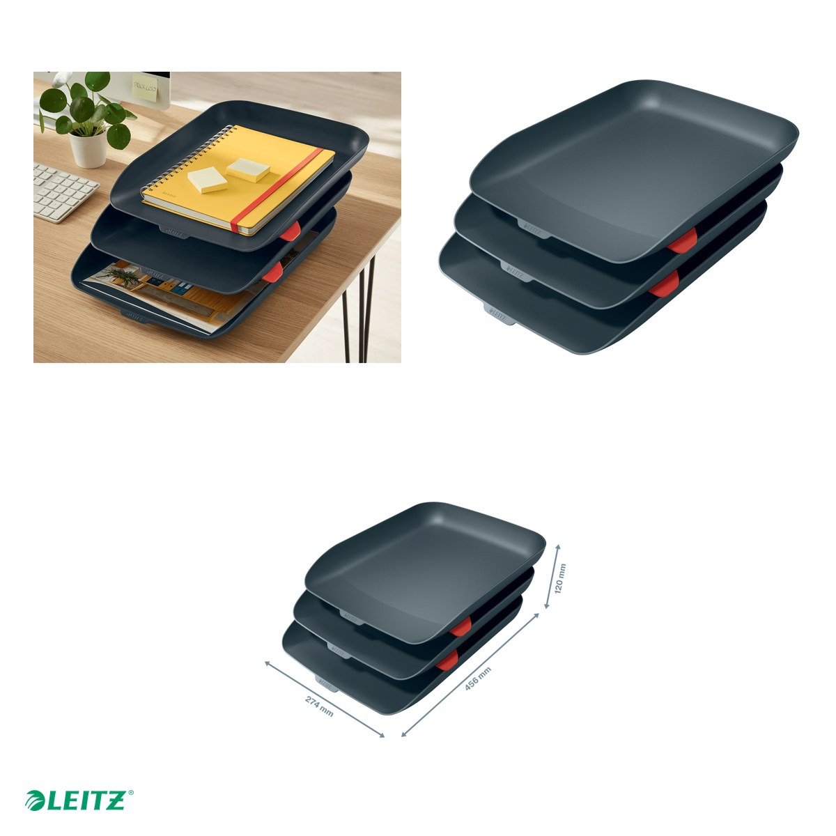 Set 3 tavite documente Leitz Cosy, PS, A4, gri Antracit [4]