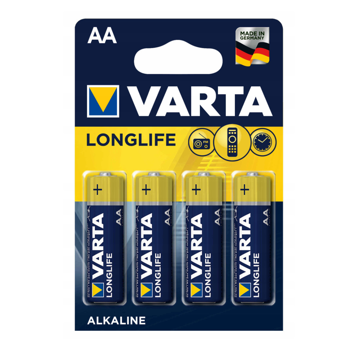 Set 4 baterii alcaline LR06, Varta Longlife AA, 1.5V, in blister [1]