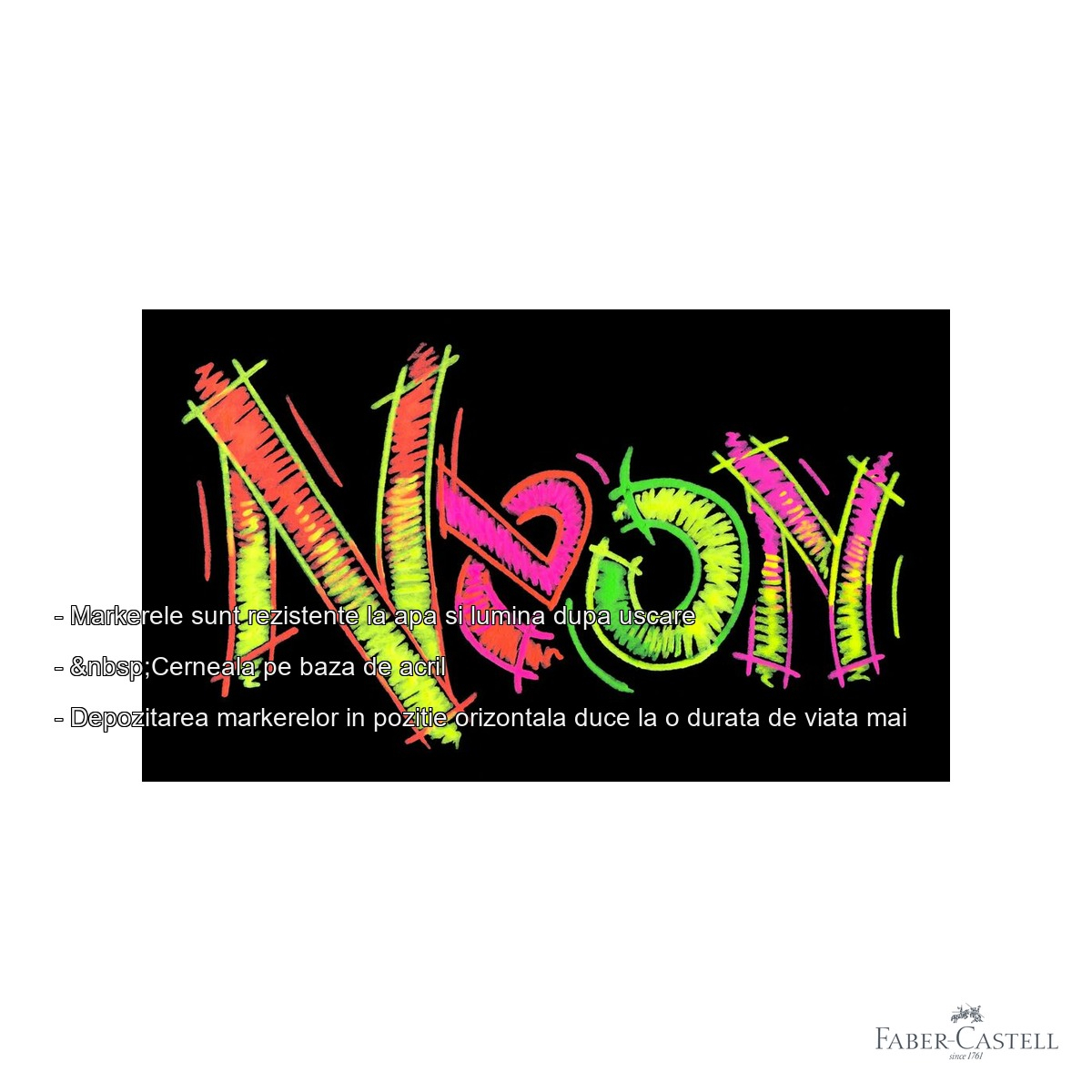 Set 4 markere acrilice Faber-Castell Shake&Paint culori neon, varf dublu, pentru suprafete multiple [2]