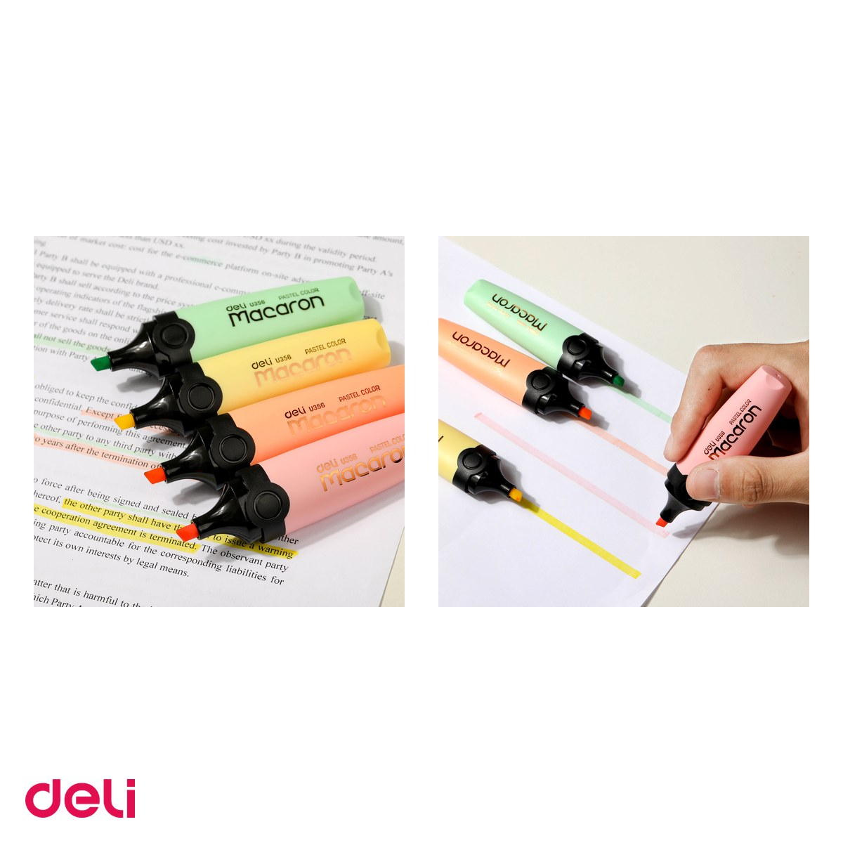 Set 4 markere de 1-5mm, Deli, textmarker macarons, scris asortat [4]