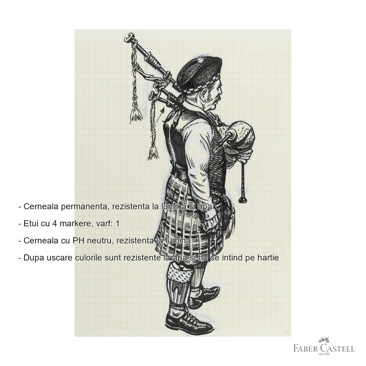 Set 4 markere Pitt Artist Pen Faber-Castell, cerneala permanenta negru, pentru desen si ilustratie [2]