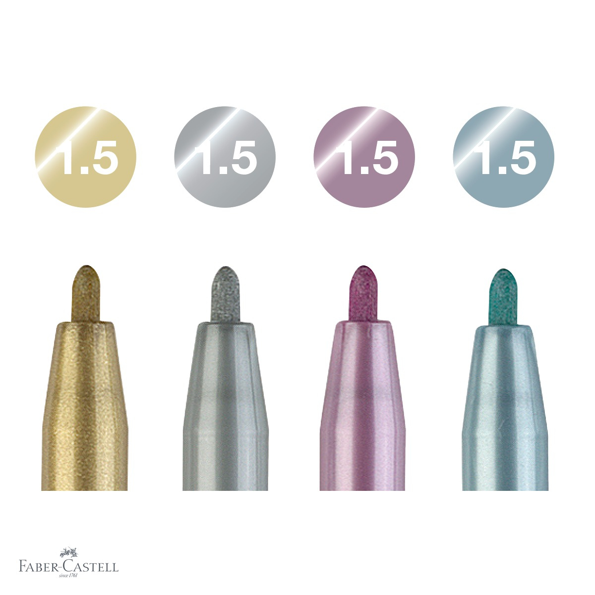 Set 4 markere Pitt Artist Pen Faber-Castell, culori metalizate, linie 1.5mm, pentru desen si caligrafie [4]
