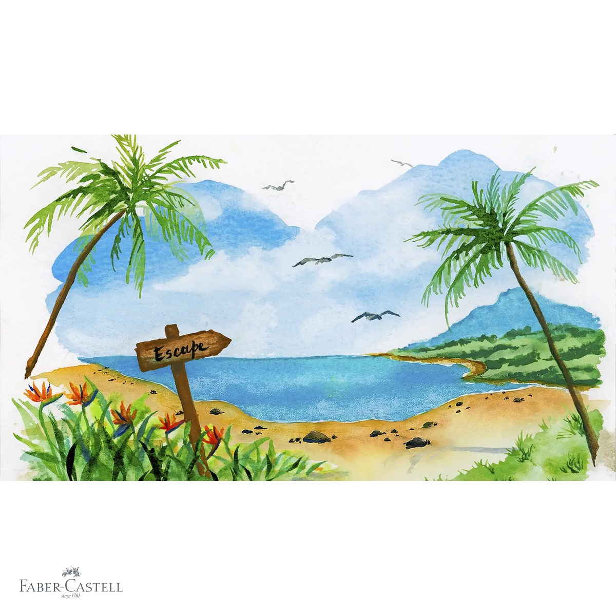Set 4 markere solubile cu 2 capete Faber-Castell Goldfaber, colectia Tropical, pentru arta si ilustratie [4]
