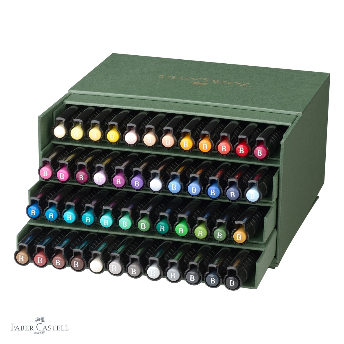 Set 48 markere Faber-Castell Pitt Artist Pen Brush, varf pensula, cutie studio, pentru arta si schite [4]