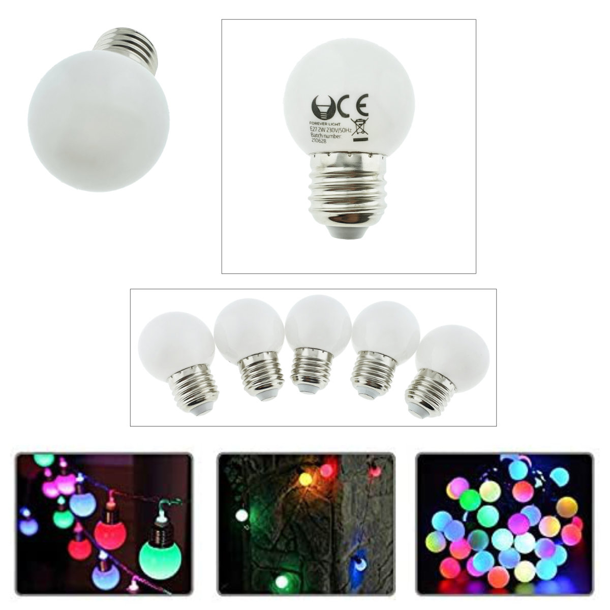 Set 5 becuri LED, E27 G45, Forever Light 92946, 2W, unghi larg de 360°, alb cald [4]