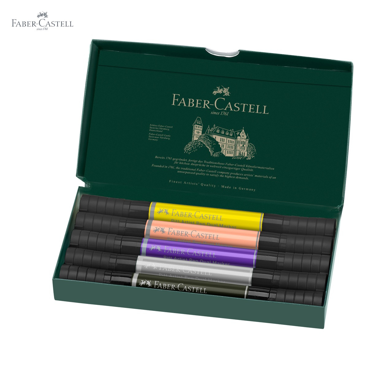 Set 5 markere dual Faber-Castell Pitt Artist Pen Fashion, varf pensula si liner, pentru desen si ilustratie moda [5]