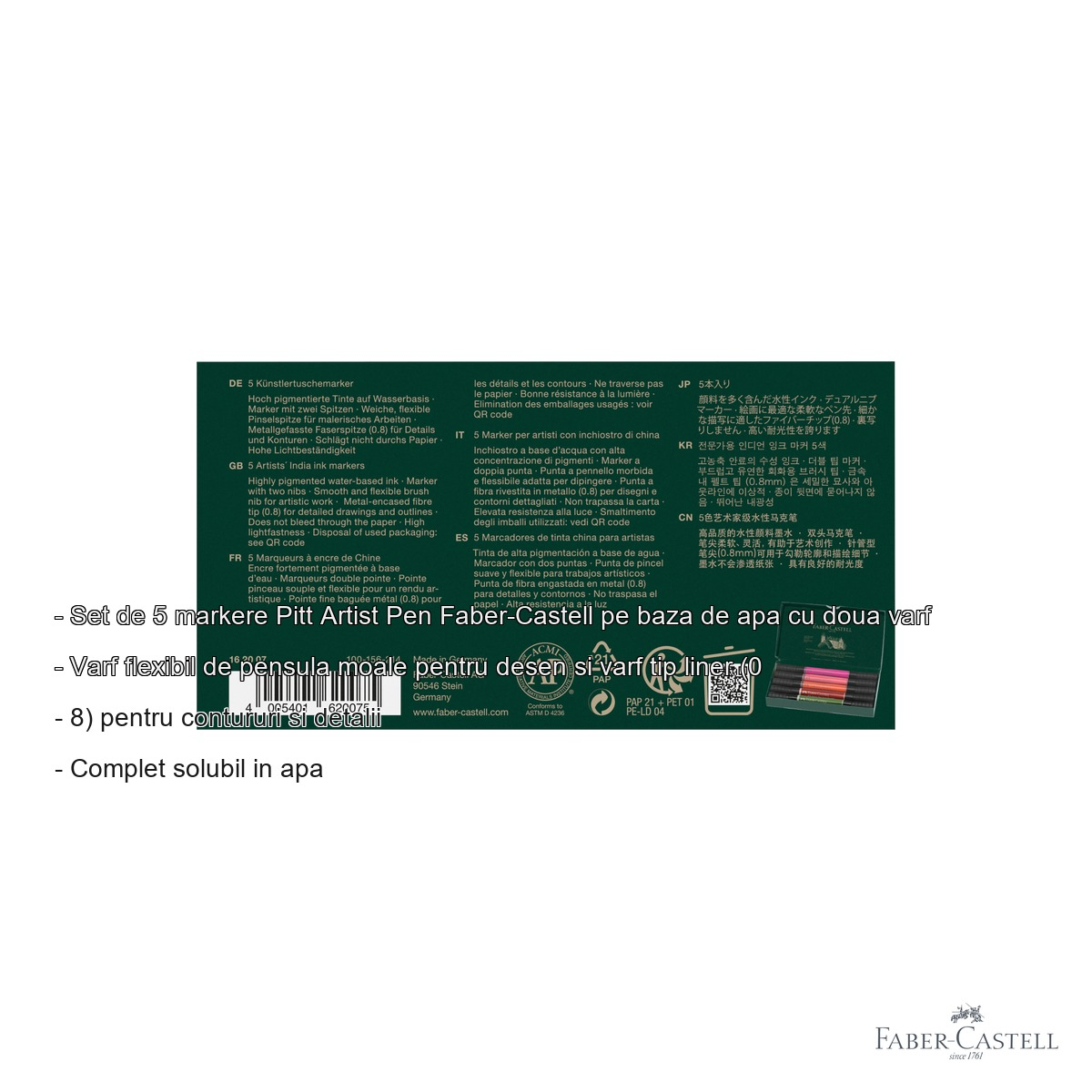 Set 5 markere duble Faber-Castell Pitt Artist Pen, varf pensula si liner, tema Flowers [2]