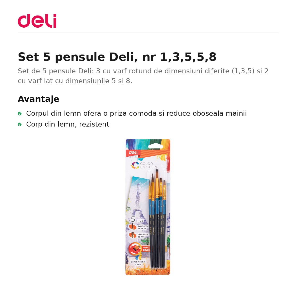 Set 5 pensule Deli, nr 1,3,5,5,8 [2]