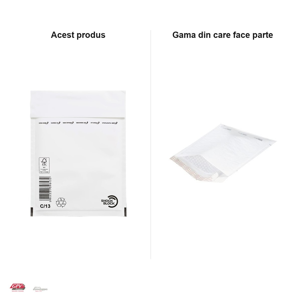 Set 5 plicuri cu bule de aer GPV C13, exterior 170x225 mm, interior 150x215 mm, hartie kraft alba 80 g/mp [4]