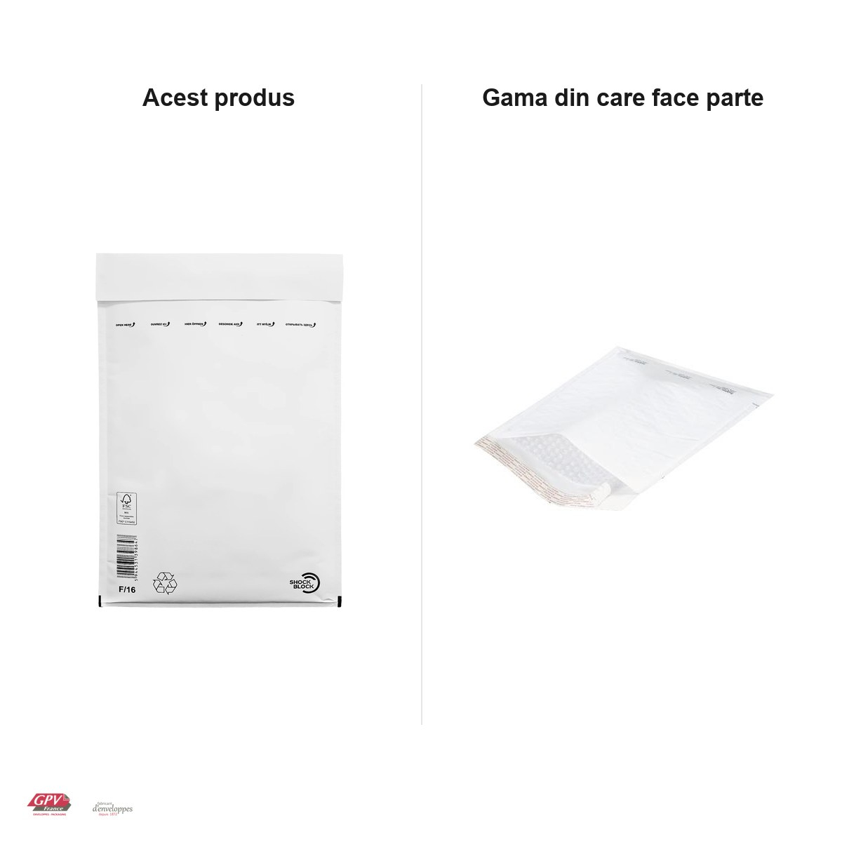 Set 5 plicuri cu bule de aer GPV F16, exterior 240x350 mm, interior 220x340 mm, hartie kraft alba [4]
