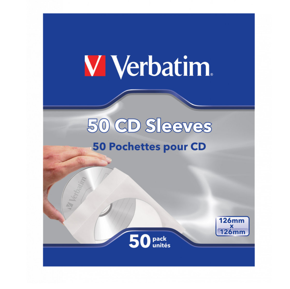 Set 50 Plicuri pentru CD cu fereastra, Verbatim 49992, din hartie, albe [2]