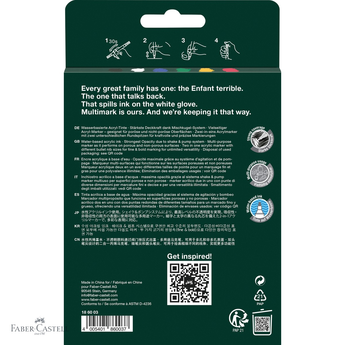 Set 6 markere acrilice Faber-Castell Multimark, varf dublu, culori de baza, pentru multiple suprafete [4]