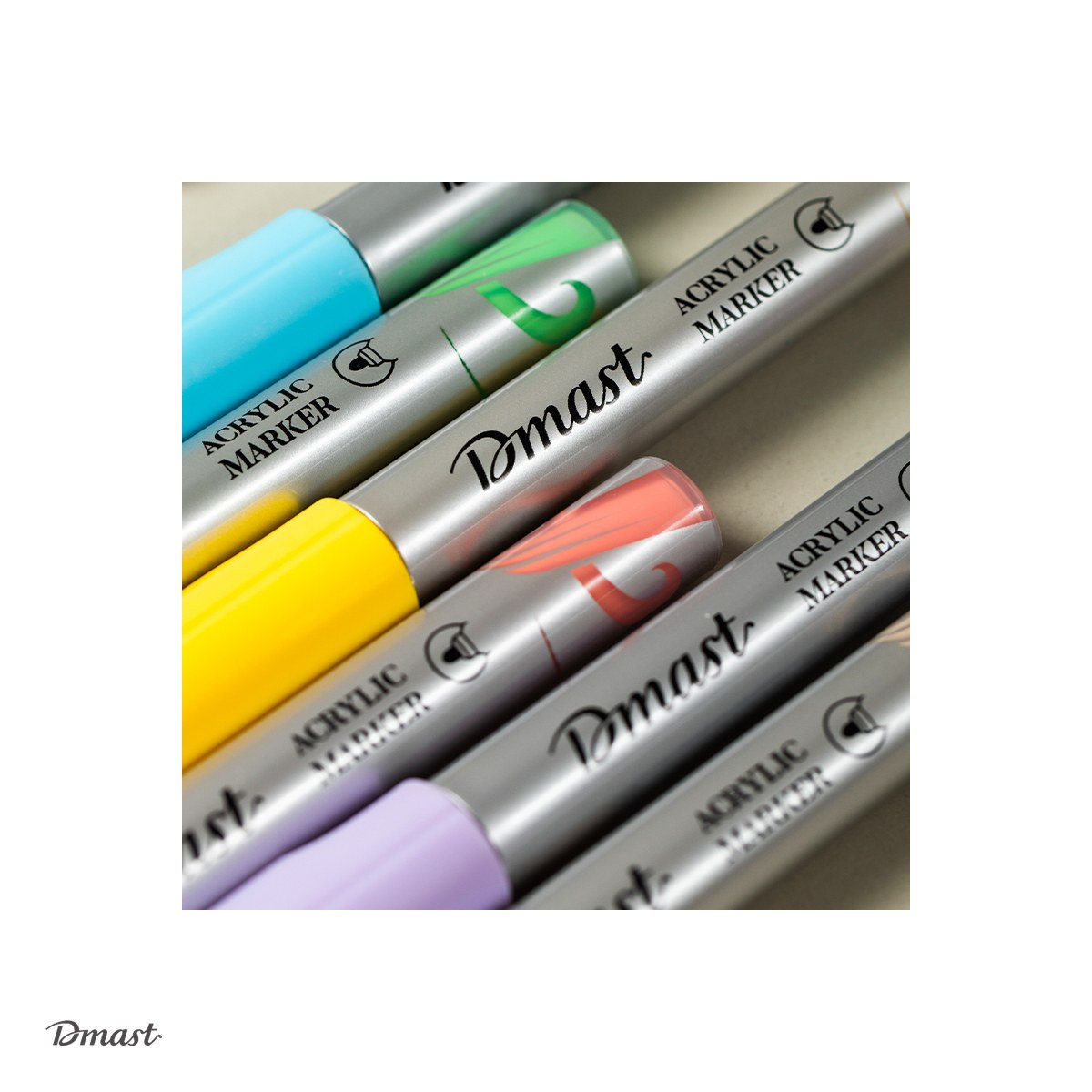Set 6 markere cu varf rotund de 2 mm, Dmast by Pebeo, acrilice culori metalizate pastel, scris asortate [5]
