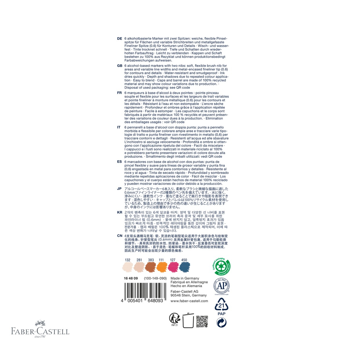 Set 6 markere sketch Faber-Castell Goldfaber, 2 capete (pensula + fineliner), pentru manga si desen artistic [4]