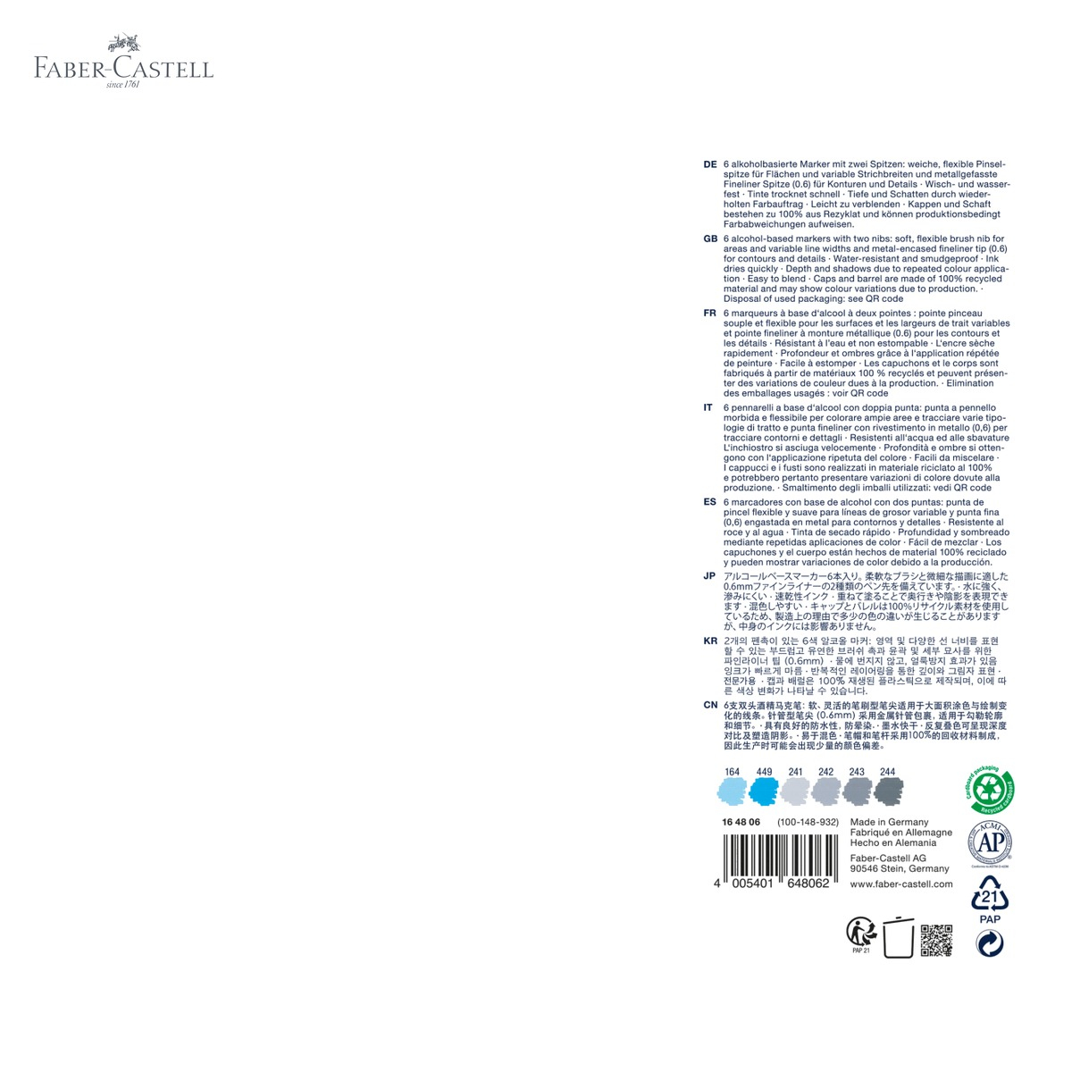 Set 6 markere sketch Faber-Castell Goldfaber, doua capete pensula si fineliner, pentru desen si design [5]