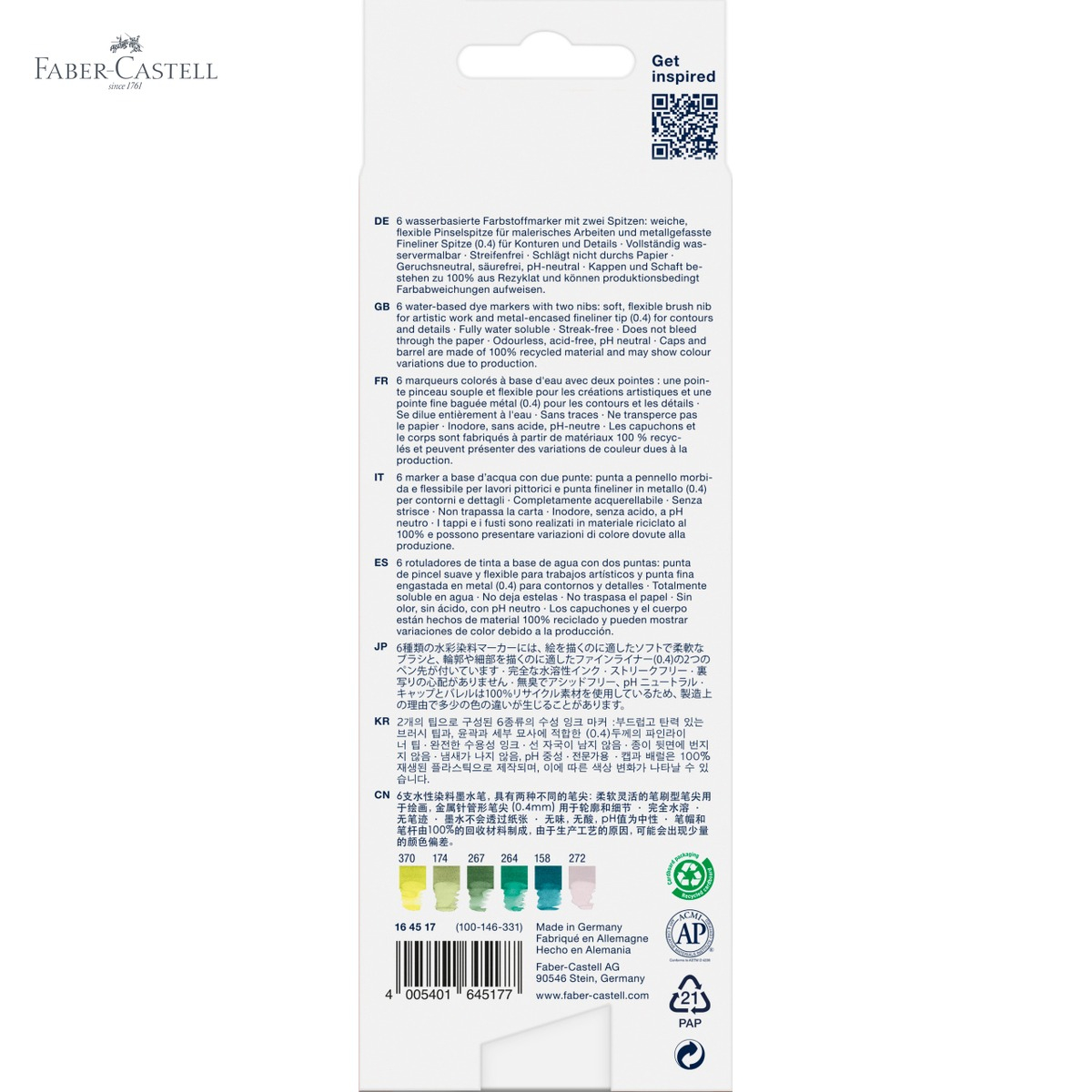 Set 6 markere solubile cu 2 capete Faber-Castell Goldfaber Lettering Jungle, varf pensula si varf fin, pentru desen si caligrafie [5]