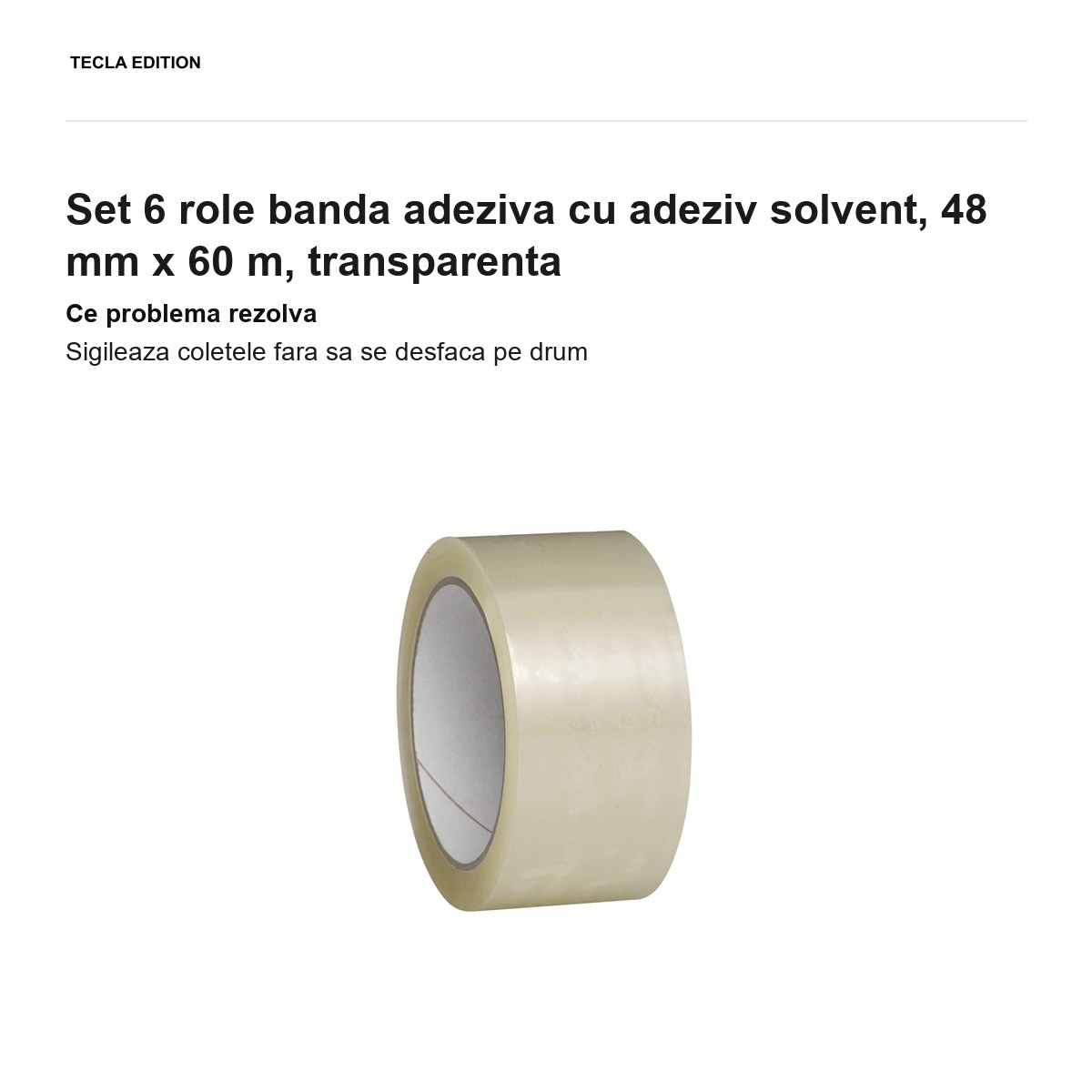 Set 6 role banda adeziva cu adeziv solvent, 48 mm x 60 m, transparenta [2]