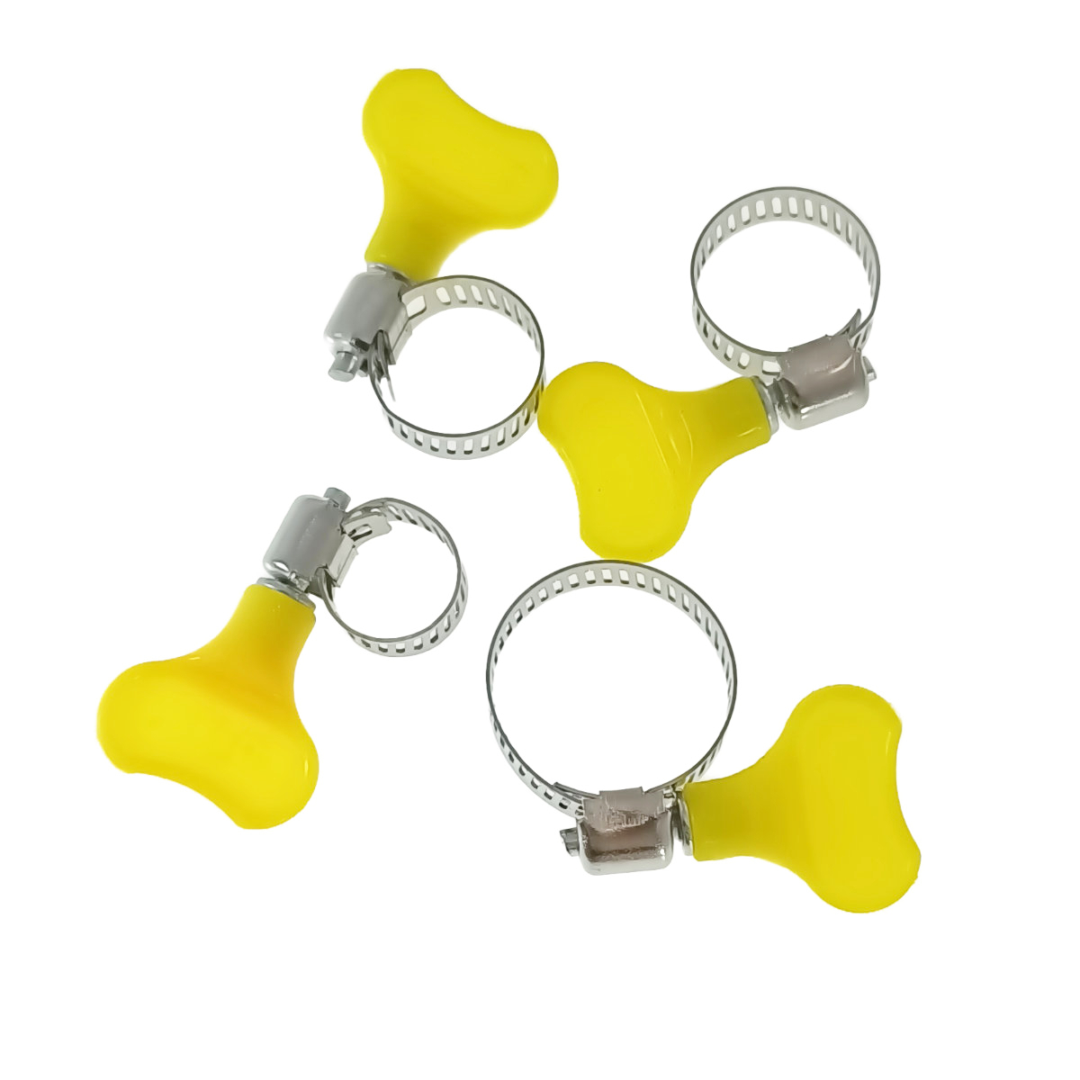 Set 8 cleme fixare metalice cu maner, 4 marimi, pentru tevi si furtun, reglabile, galbene [1]