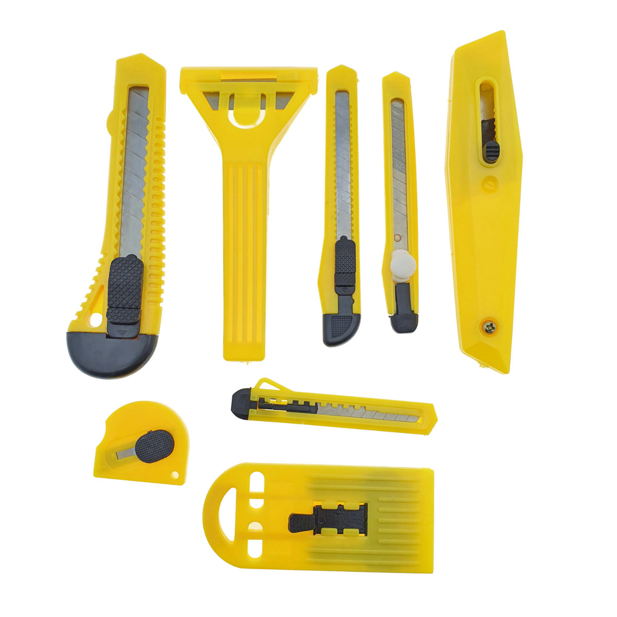 Set 8 cuttere, lame cu tais intre 7.5mm si 50 mm, cu maner galben [10]