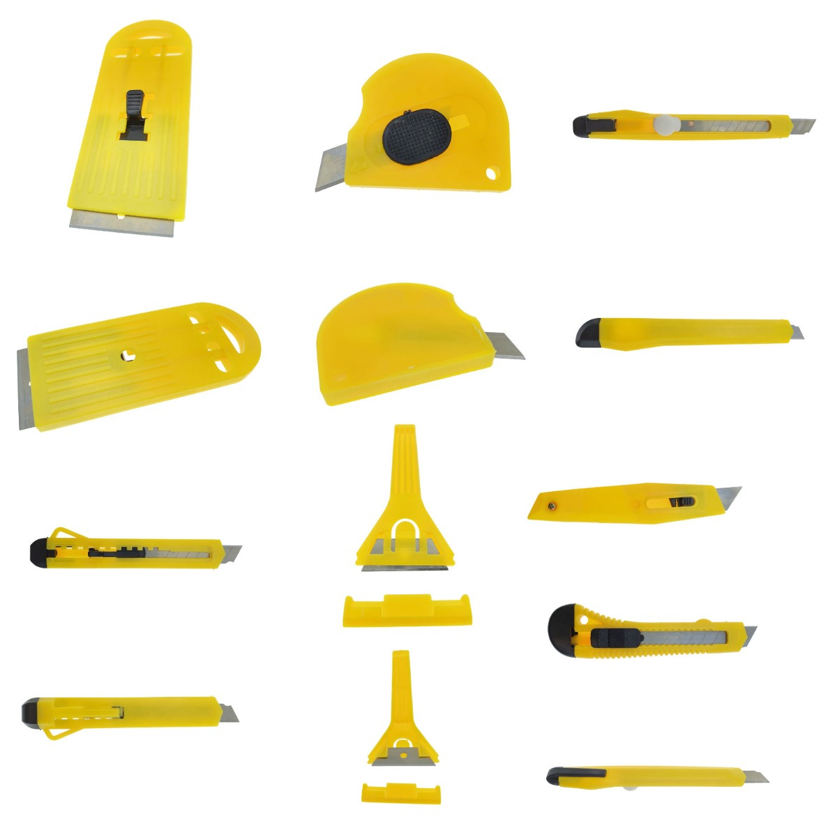 Set 8 cuttere, lame cu tais intre 7.5mm si 50 mm, cu maner galben [12]